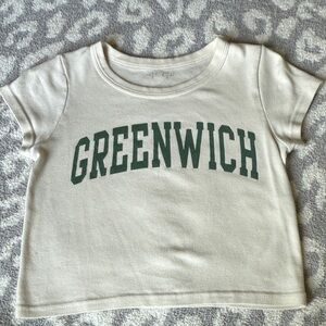 Brandy Melville Cream Tee with Green Print